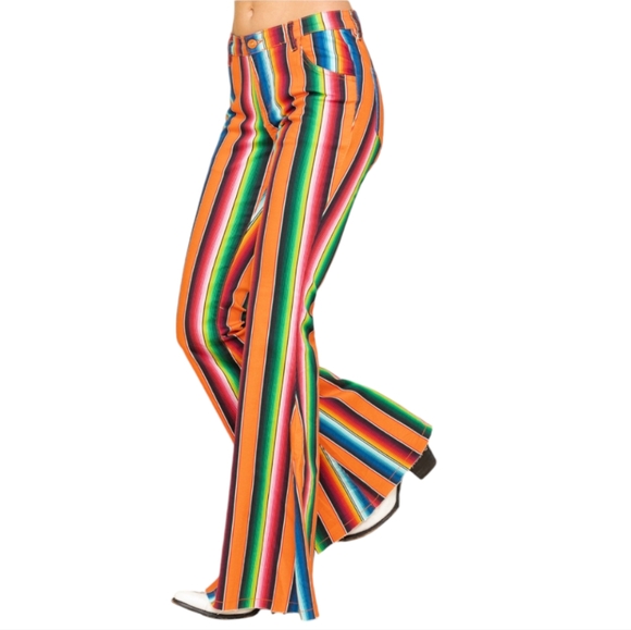 RANCH DRESS'N Fallon Taylor "Orange Serape" super flare cowgirl jeans sz 2 EUC - Picture 4 of 16